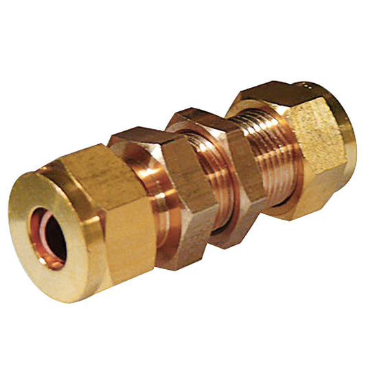 Wade Brass Compression Bulkhead Coupling (3/8" OD / 3/8" Bulkhead) 1048/L6
