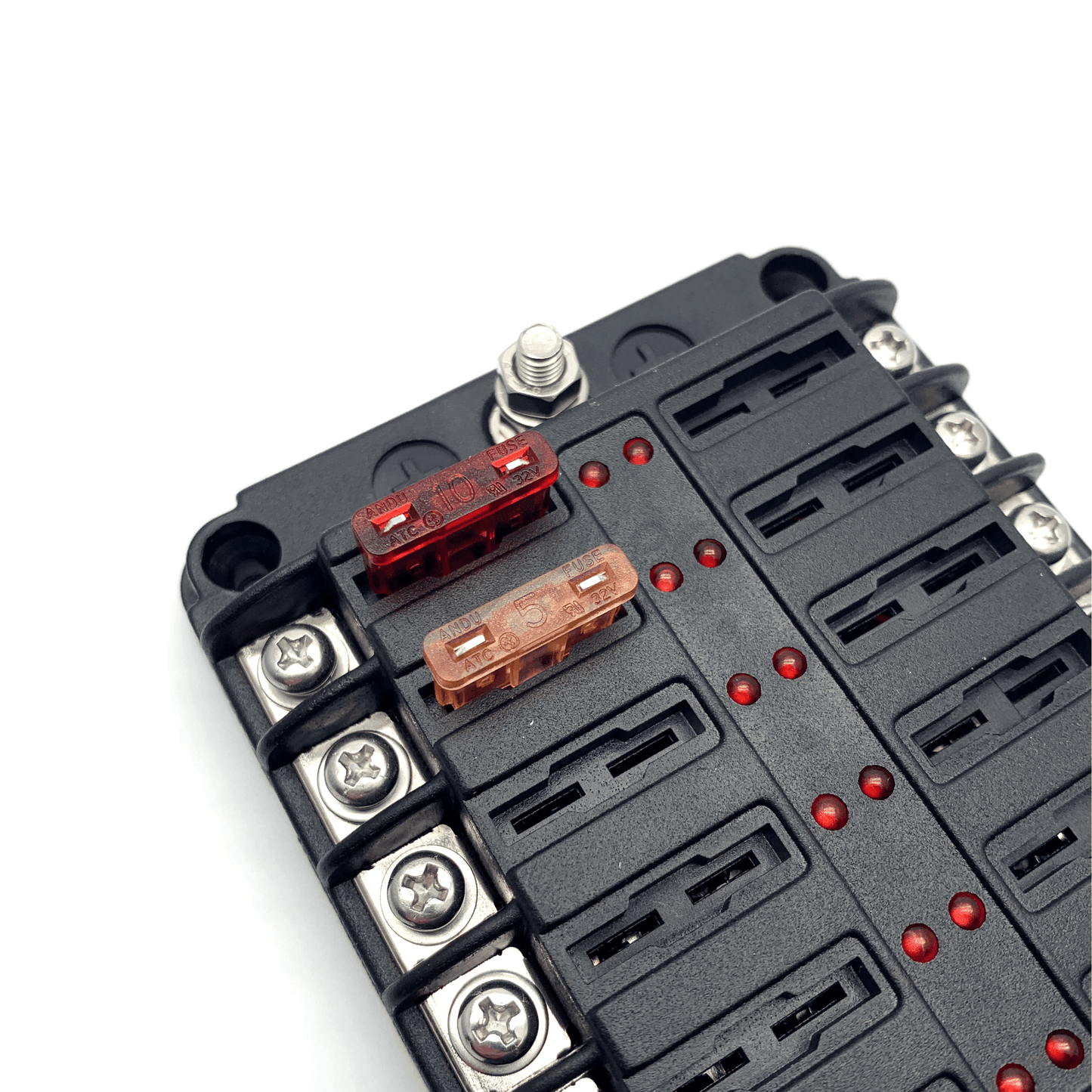 12V/24V 12 Way Camper Van Blade Fuse Box Block Holder With LED Indicator & Fuses