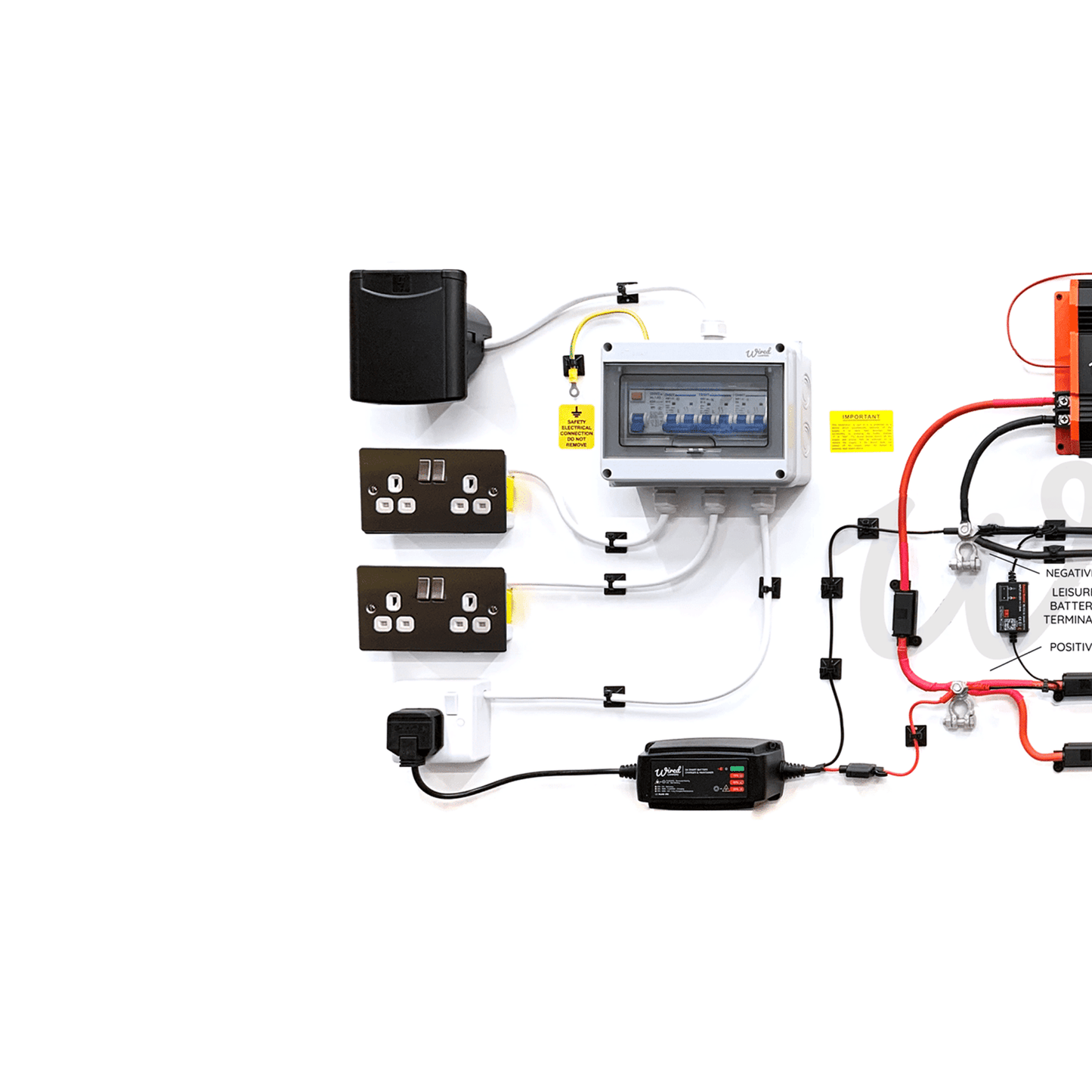 12V DC-DC & 240V Mains Hook Up & Mini Off Grid 500W Inverter Complete Camper Van Kit