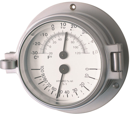 Matt Chrome 3" Channel Thermometer & Hygrometer