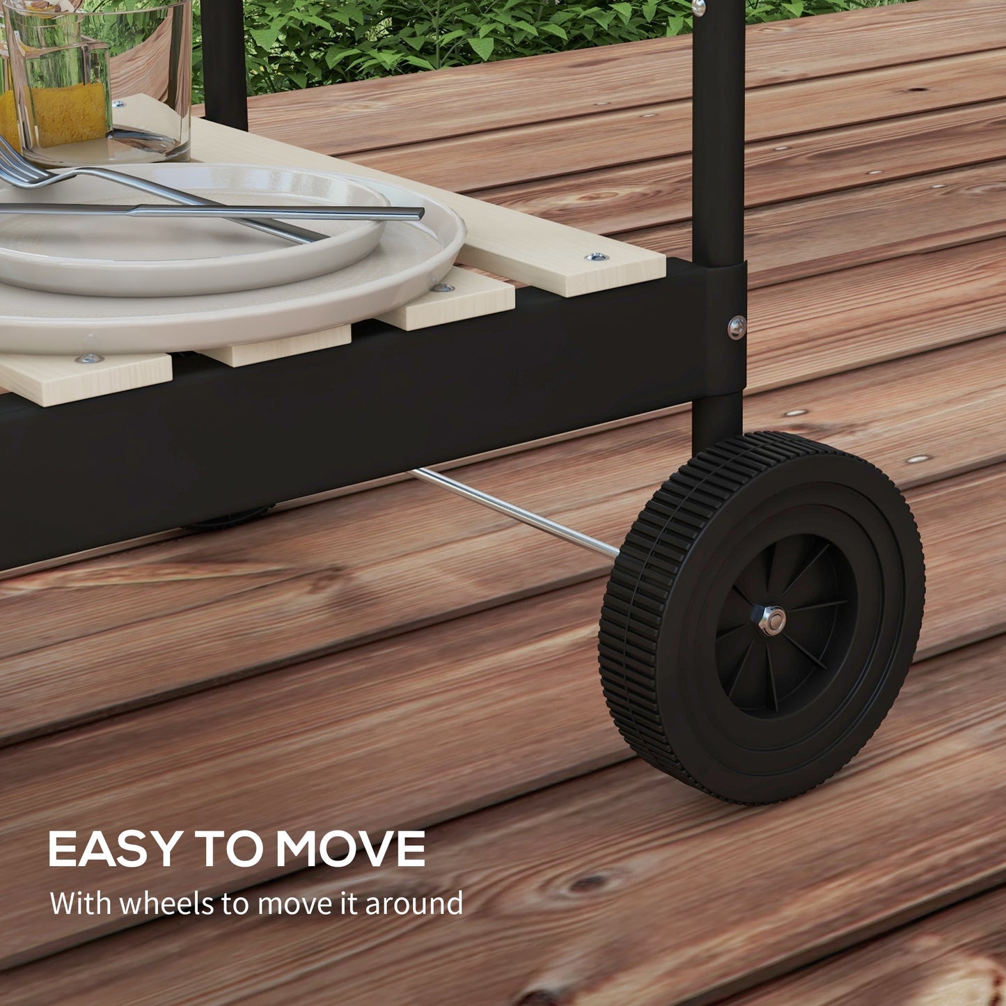Outsunny Charcoal Barbecue Grill with Adjustable Grill Height, Portable BBQ Trolley with Ash Catcher and Wheels for Outdoor Garden Party Cooking, Black