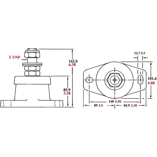 R&D Flexible Engine Mount (Shear Type / 650 - 1501LBS / 1" Stud) 207056