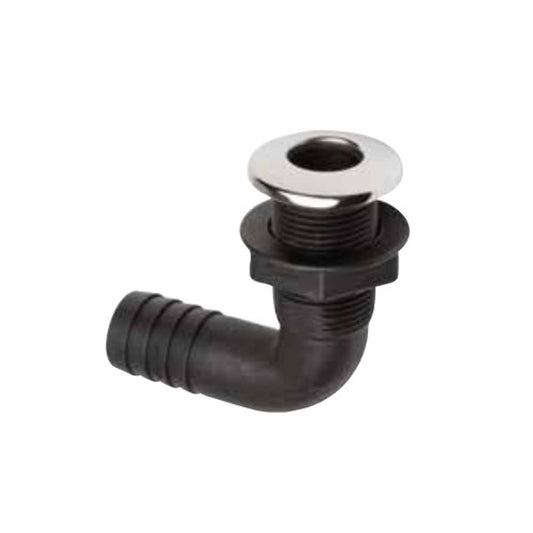 Can 90° Plastic Skin Fitting & Stainless Steel Cap (1-1/2" Hose Tail) 3-87151