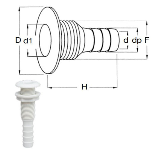 Can Plastic Skin Fitting (1" Hose Tail / White) 3-87550