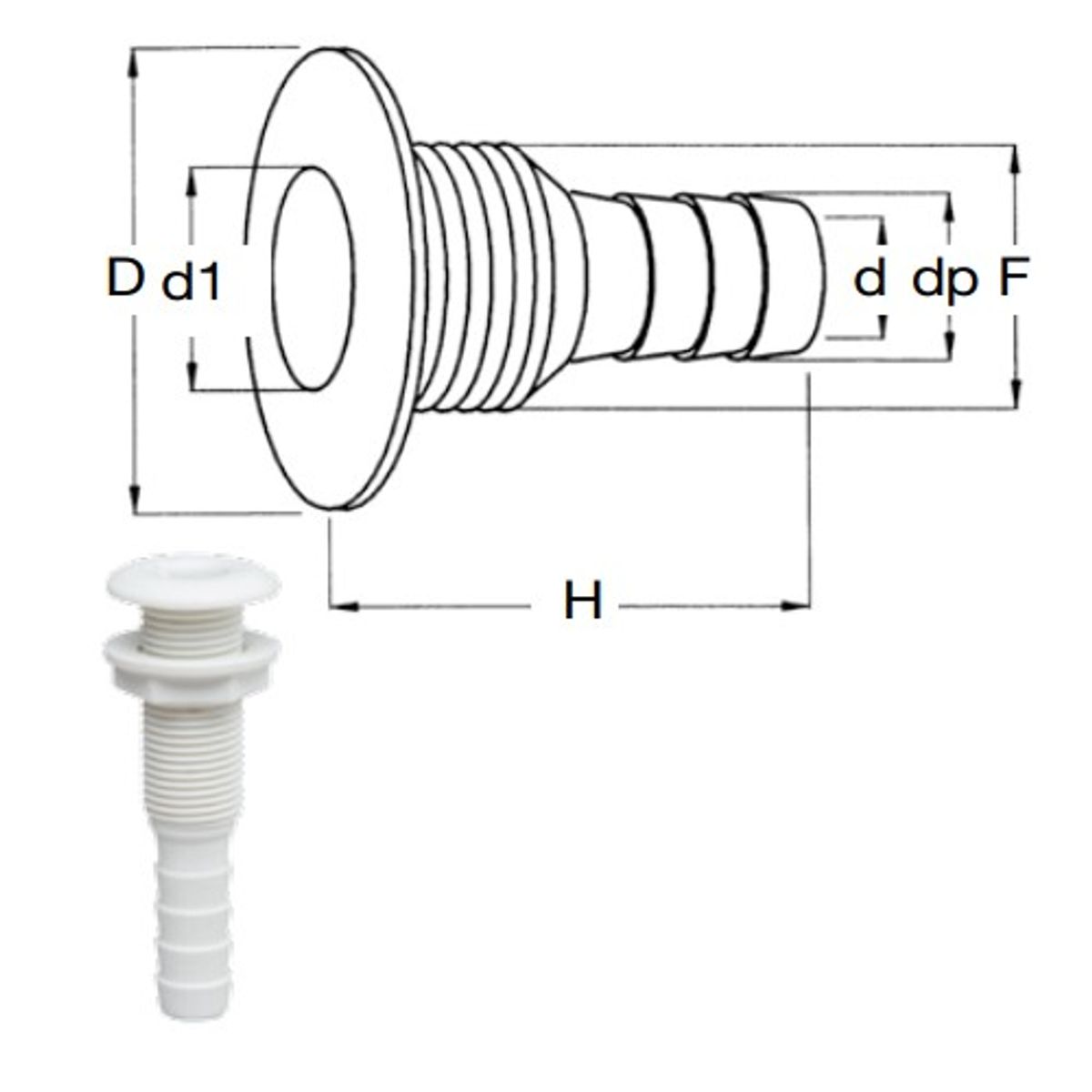 Can Plastic Skin Fitting (1/2" Hose Tail / White) 3-87510