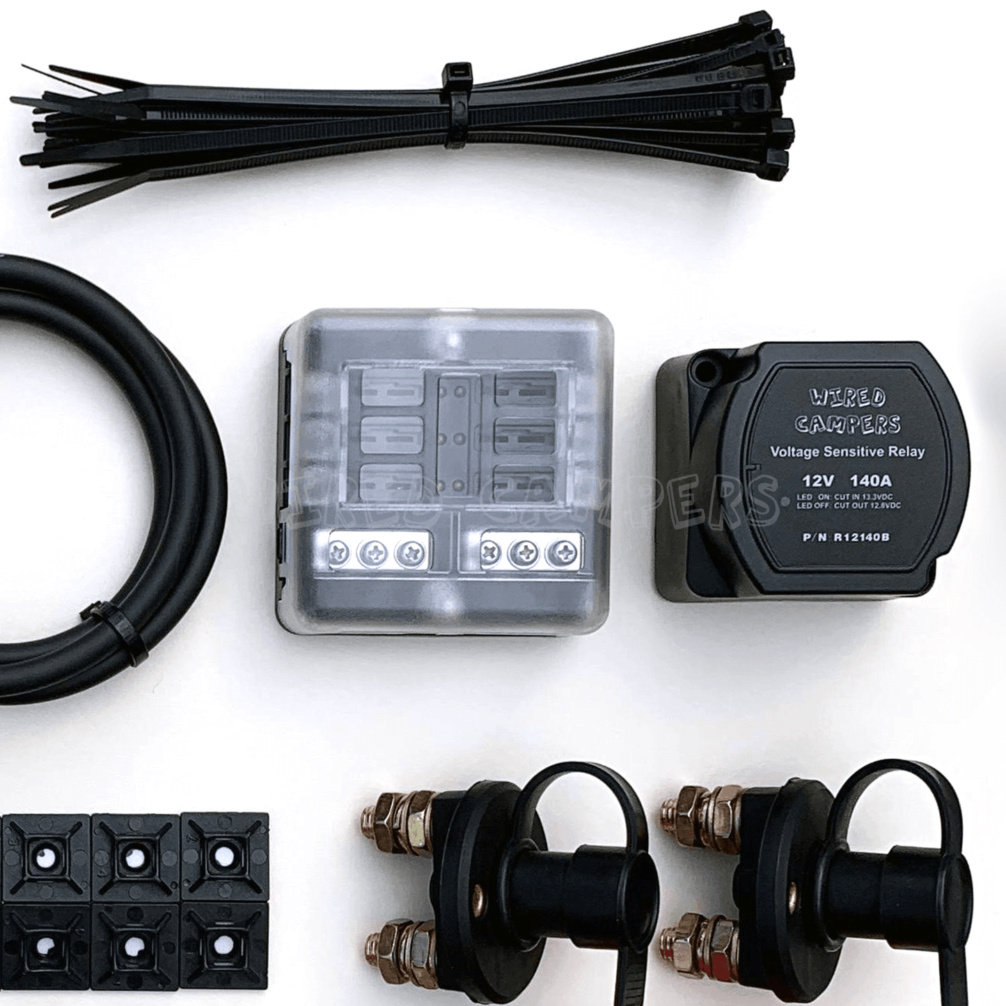 Wired Campers 3M/5M/10M Voltage Sensitive Split Charge Kit With Fuse Box & Isolation