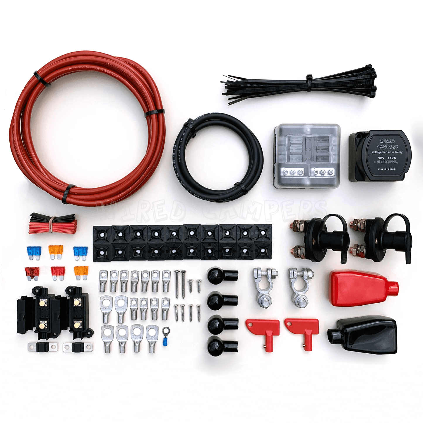 Wired Campers 3M/5M/10M Voltage Sensitive Split Charge Kit With Fuse Box & Isolation