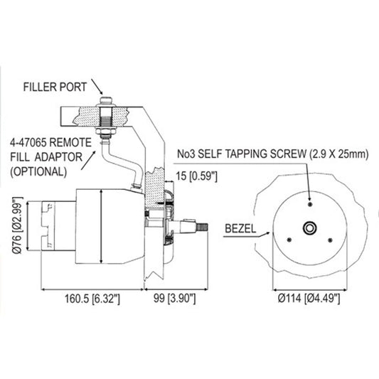 Ultraflex UP28R Rear Mount Hydraulic Helm (28cc) 4-48008