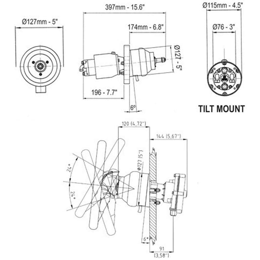 Ultraflex UP33T Tilt Mount Hydraulic Helm (33cc) 4-48011