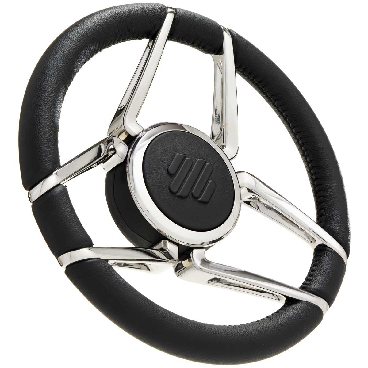 Ultraflex Spinola Stainless Steering Wheel (Black Leather, 350mm, Hub) 4-V23902Y