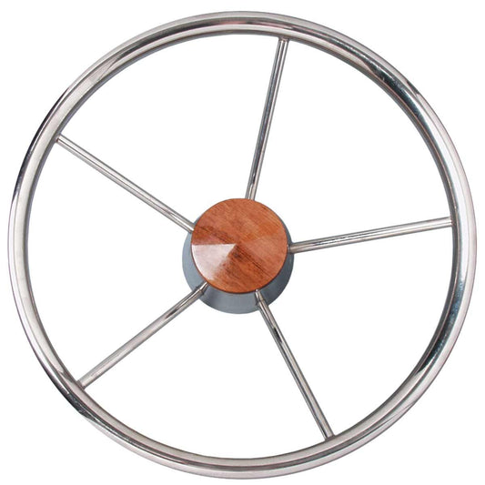Ultraflex Steering Wheel with Wood Cap (400mm / Stainless Steel) 4-V23