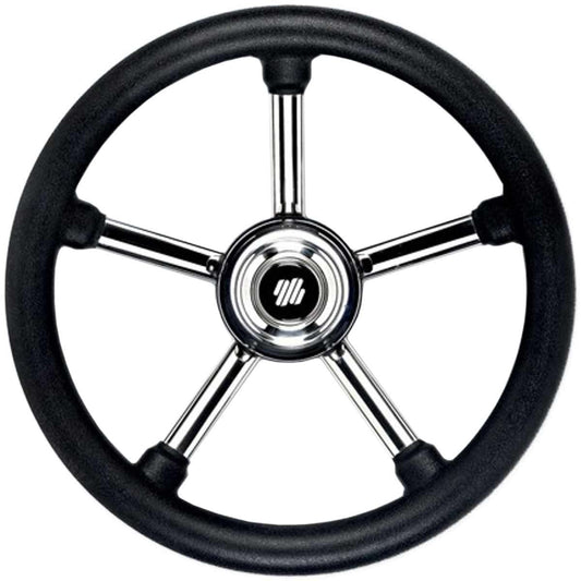 Ultraflex Steering Wheel with Poly Grip (350mm / Black & Stainless) 4-V24B