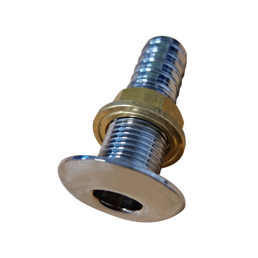 Osculati Chromed Brass Skin Fitting (1/2" BSP, 19mm Hose Tail) 403483