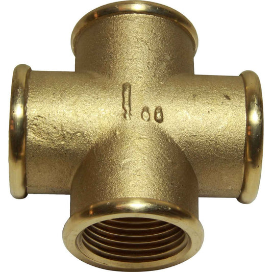 Maestrini Brass Equal Cross Fitting (Female Ports / 1" BSP) 407125