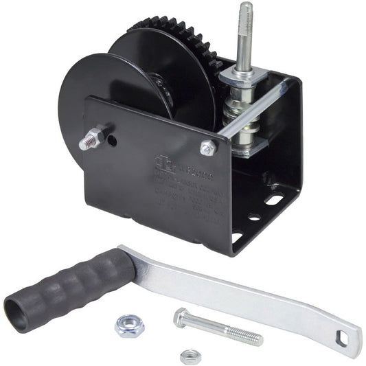 Worm Gear Winch WG2000STRAP Std. Drive, Strap Reel, Black