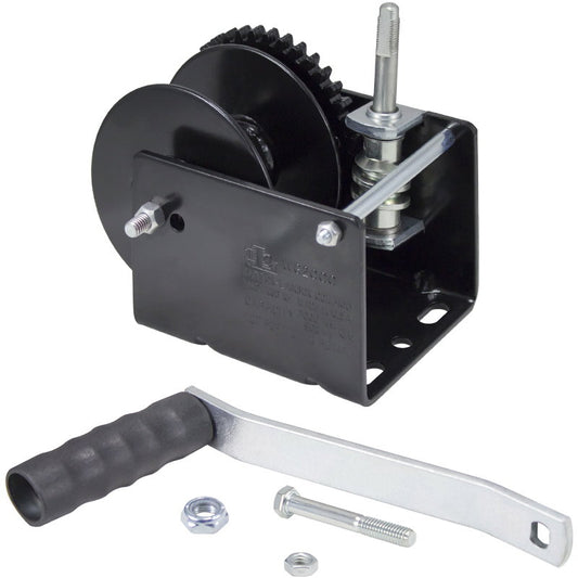 Worm Gear Winch WG2000STRAP Std. Drive, Strap Reel, Black