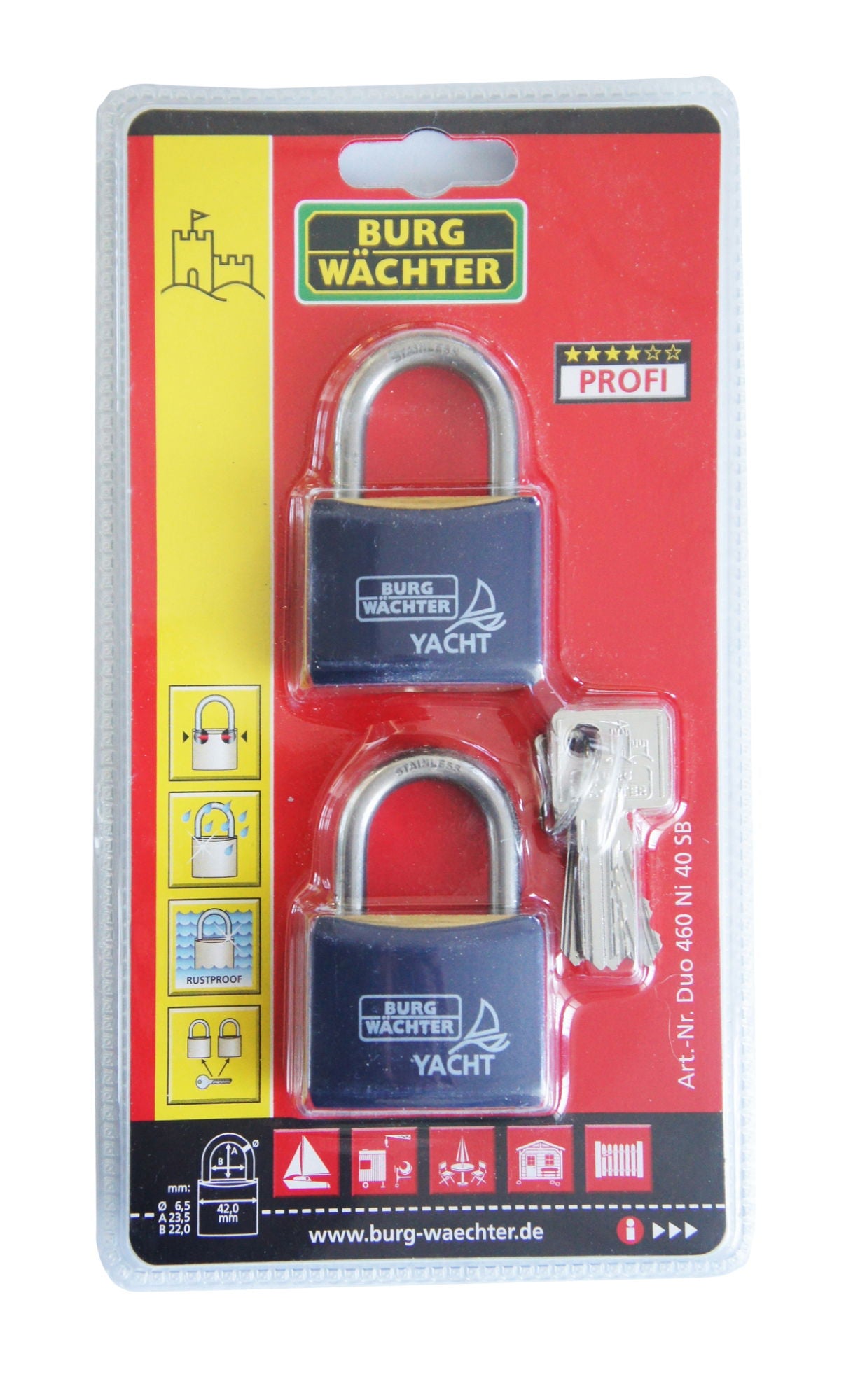 Yacht Padlock 40mm 2 Pack (keyed alike)