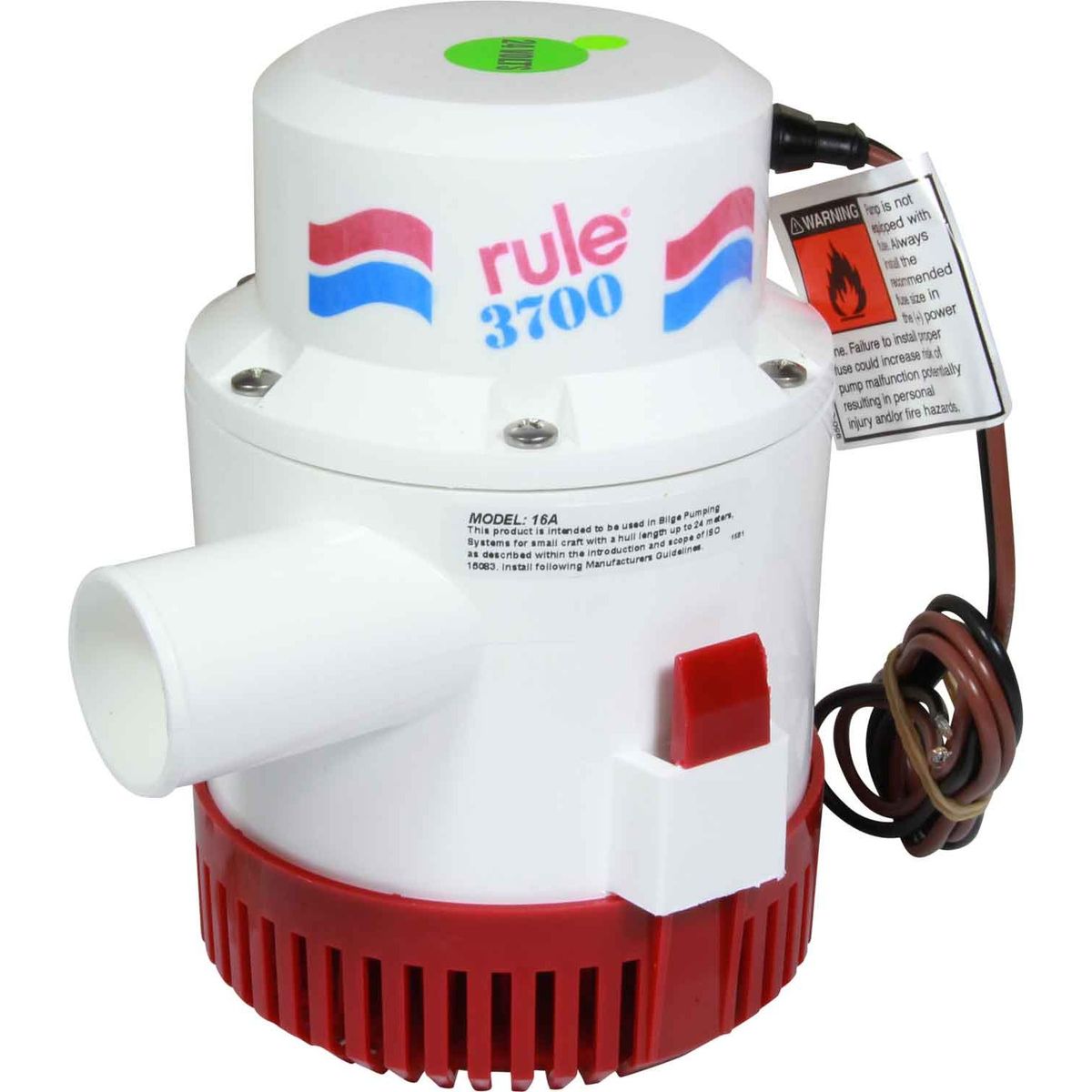 Rule 16A 3700 Submersible Bilge Pump (24V / 233 LPM / 38mm Hose) 504124