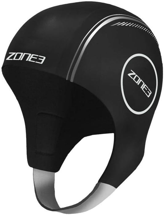 ZONE3 Neoprene Swim Cap Black/Silver NA18UNSC116/S (Small)