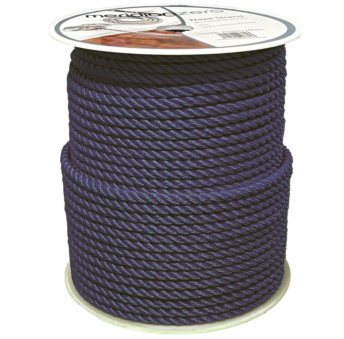 Meridian Zero 3 Strand Navy 10mm Polyester Rope 100m Reel - Prestretched