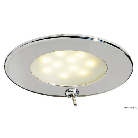 Osculati Atria Polished SS LED Ceiling Light With Switch - White