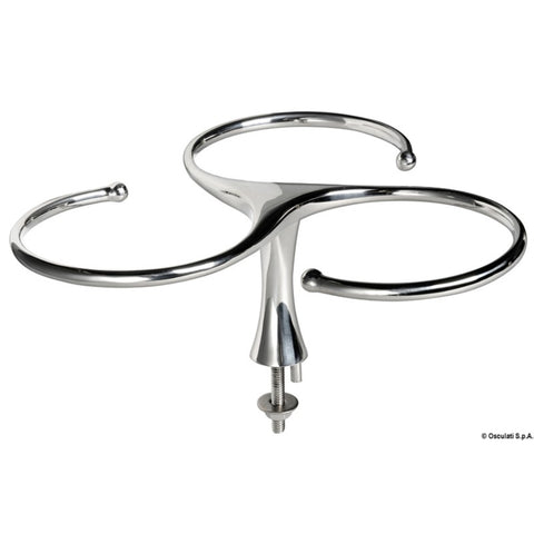 Osculati Triple Circular Stainless Steel Glass Holder - Stud Mount