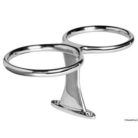 Osculati Double Stainless Steel Glass Holder - Base Screw Mount