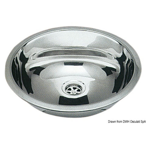 Osculati Polished Stainless Steel Sink - Circular 387 x 155mm