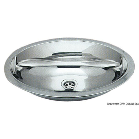 Osculati Polished Stainless Steel Sink - Oval 510 x 390 x 155mm