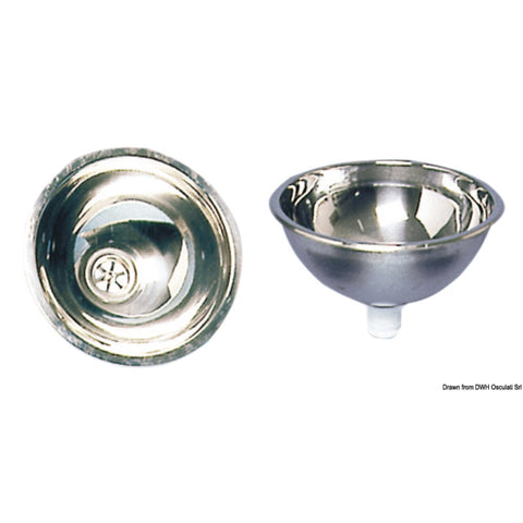 Osculati Polished Stainless Steel Sink - Hemispherical 260 x 120mm