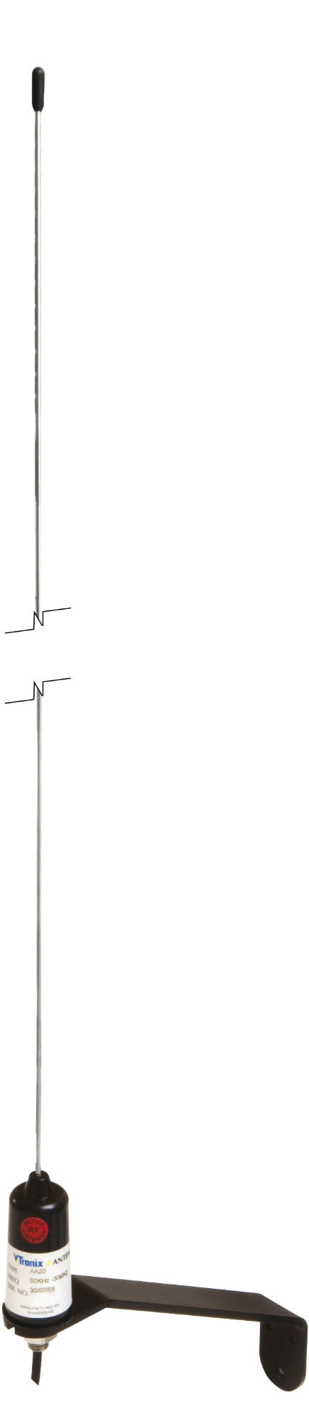 Active, Wide Frequency, Receive-Only 0.9 Whip Antenna - 0.5-30 MHz