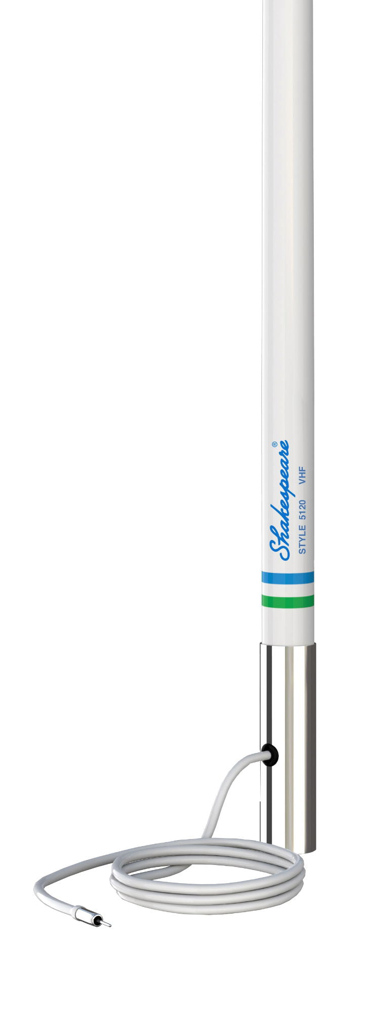 Shakespeare +++White Fibreglass AM/FM 2.4m, 1"-14 SS Ferrule 4.6m RG62