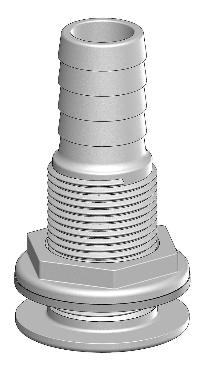 TruDesign Skin Fitting with Hose Tail 25mm 1” BSP White