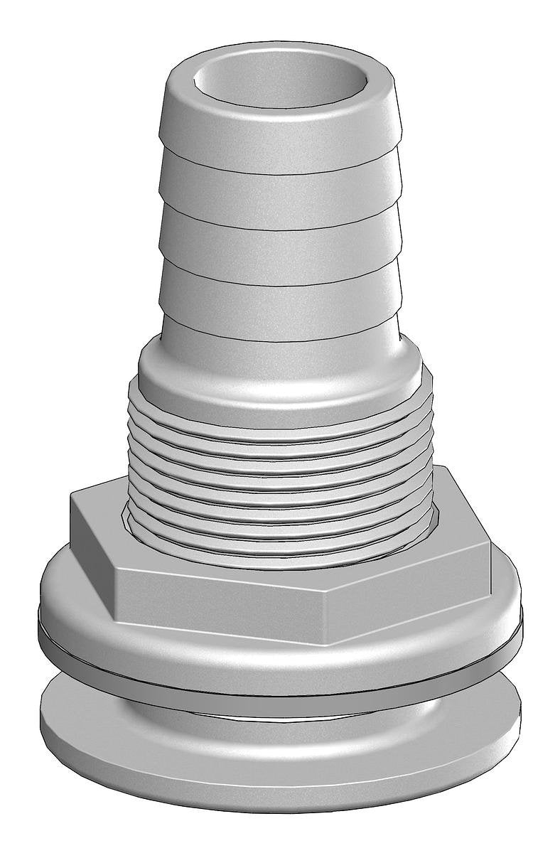 TruDesign Skin Fitting with Hose Tail 32mm 1¼” BSP White