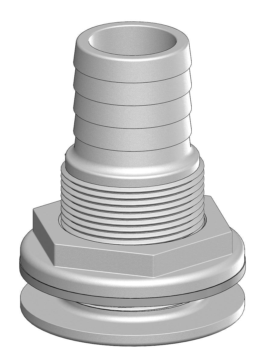 TruDesign Skin Fitting with Hose Tail 38mm 1½” BSP White