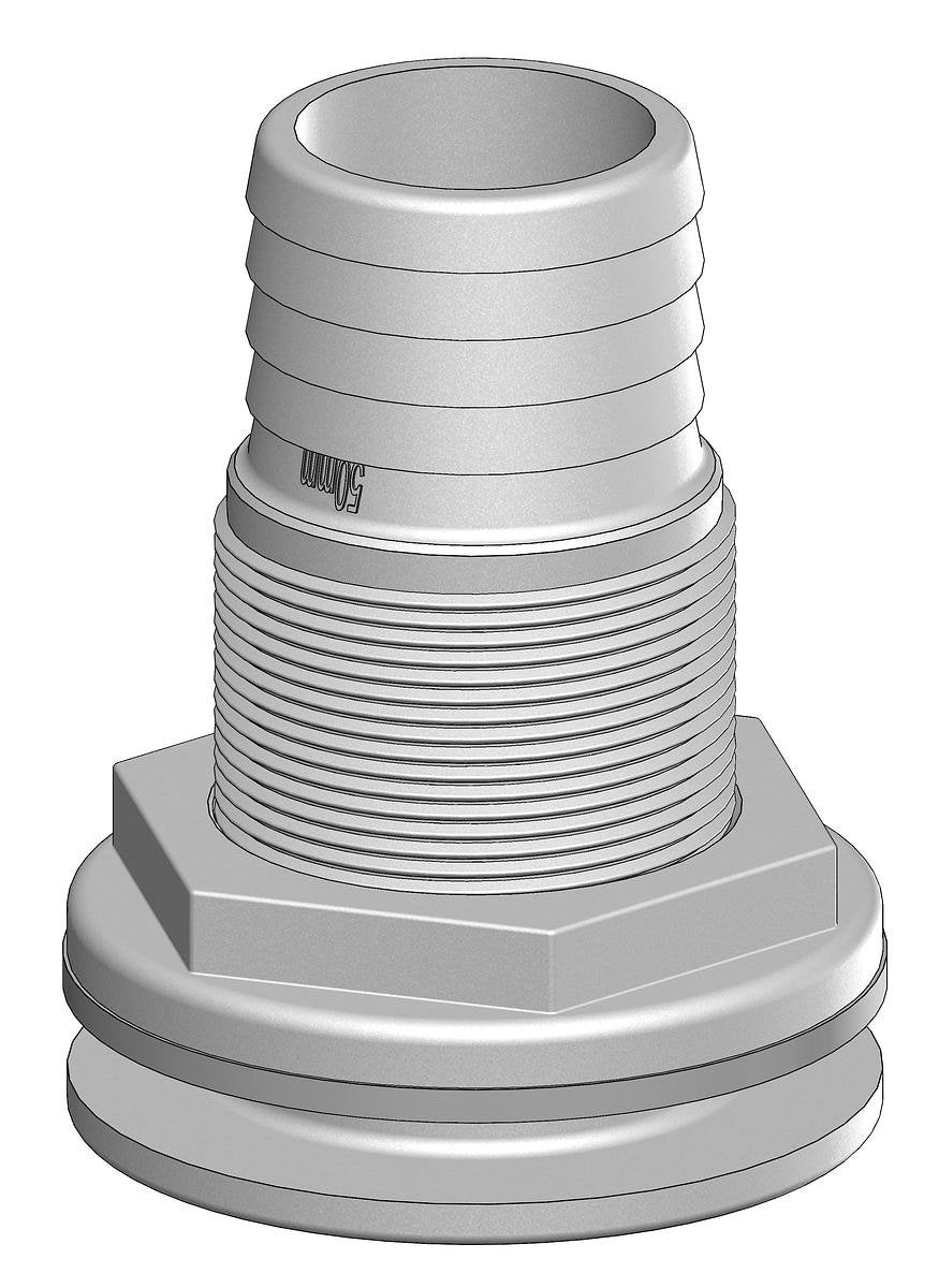 TruDesign Skin Fitting with Hose Tail 50mm 2” BSP White