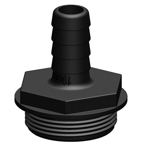 TruDesign Aquavalve Hose Tail 38mm 1½” BSP - Black