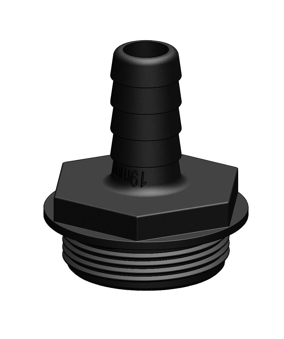 TruDesign Aquavalve Hose Tail 19mm 1½” BSP Black
