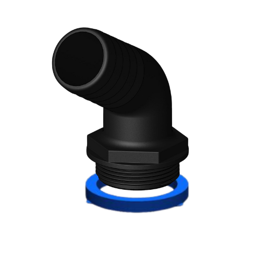 Aquavalve/Manifold Tail 120° 38mm 1½” BSP Blue Seal - Black