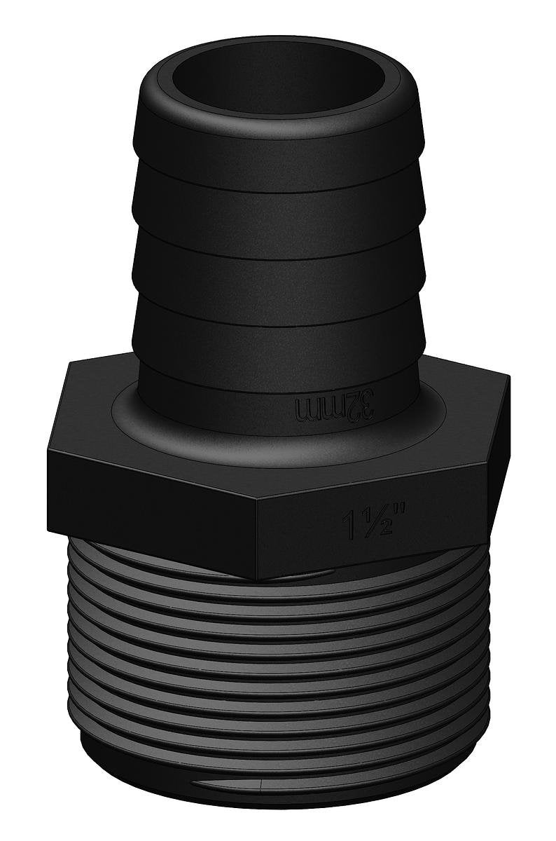 TruDesign Hose Tail Unequal 32mm 1½” BSP Male Thread