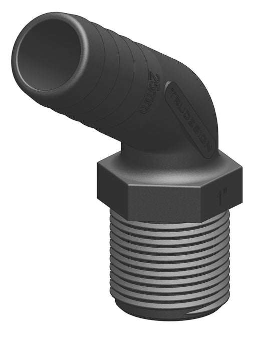 TruDesign Hose Tail 32mm 1¼” BSP Male 120° Bend