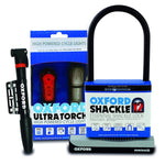 Oxford Cycling Accessory Bundle - Shackle Lock Lighting and Pump