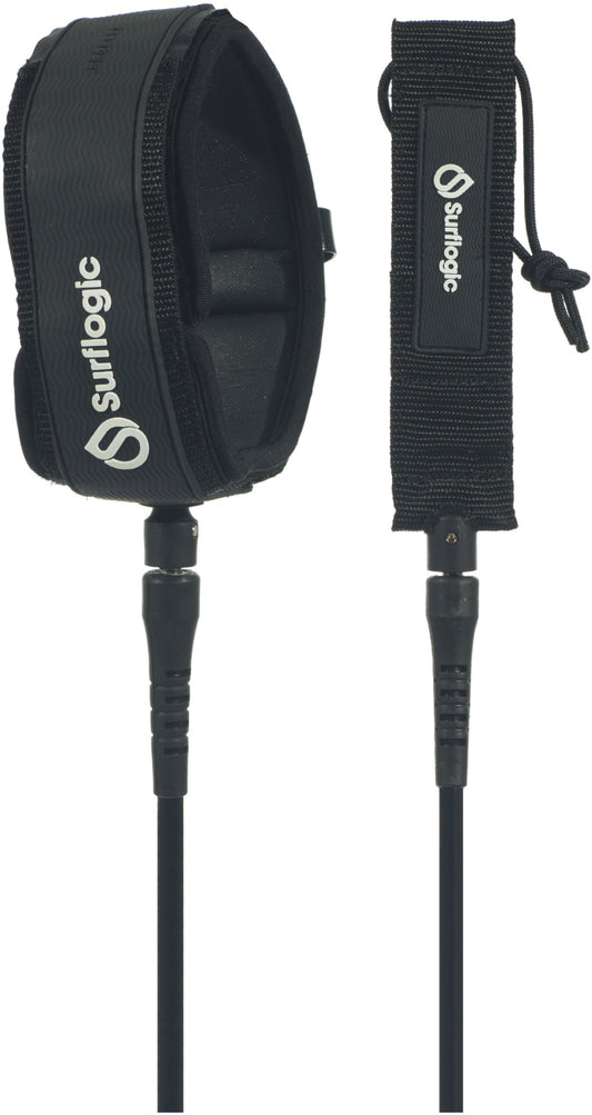 Surflogic Leash Longboard 9 Knee / Black - waterworldsports.co.uk