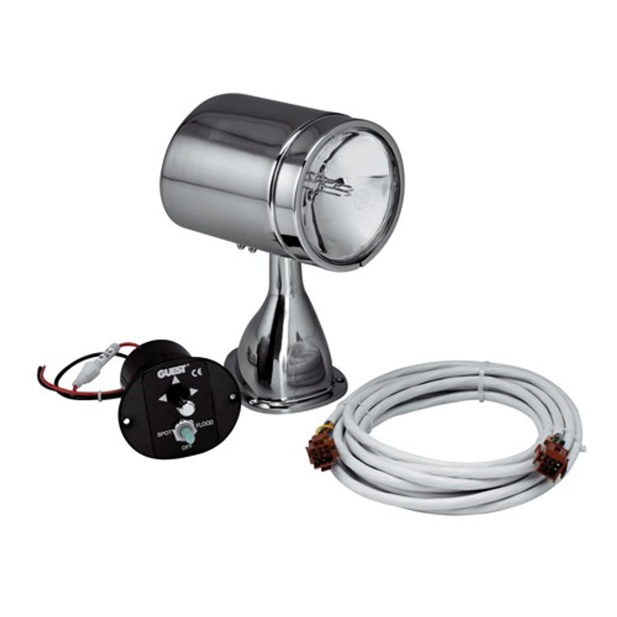 Marinco Stainless Steel Spotlight with 15' Loom & Control (12V / 5") 6-11520