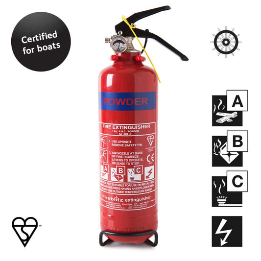 FireBlitz ABC Powder Fire Extinguisher (1kg / 5A/34B) Med Ships Wheel 6-99050