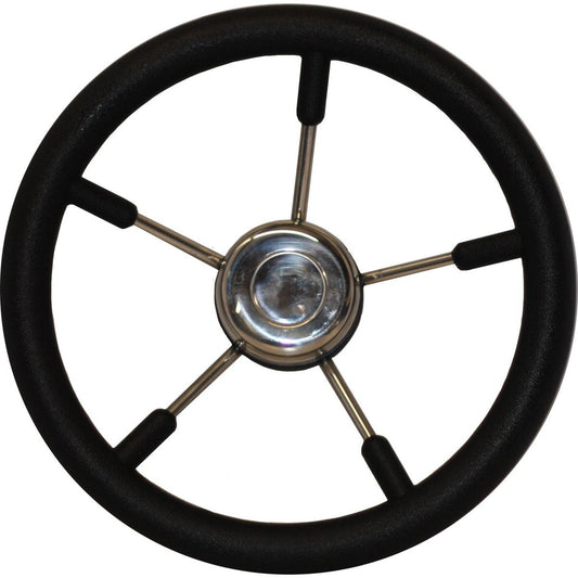 Osculati Stainless Steel Steering Wheel (Black Padded Rim / 350mm) 611272