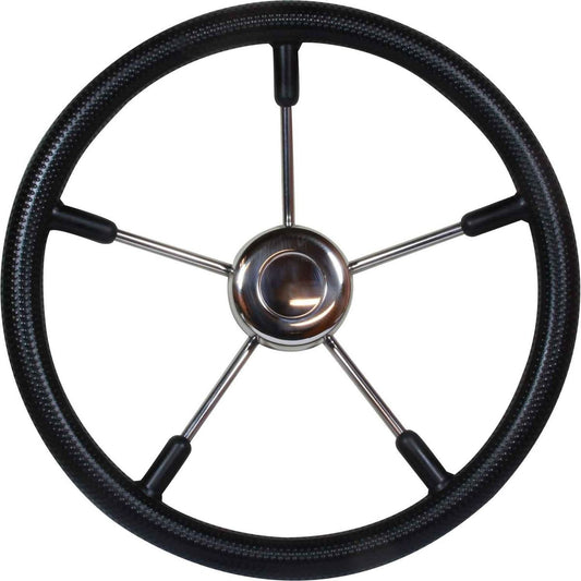 Osculati Stainless Steel Steering Wheel (Black Padded Rim / 400mm) 611275