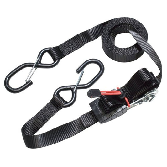 Masterlock Ratchet Tie Down with S Hooks (4.25m x 25mm / Black / Pair) 7-39060