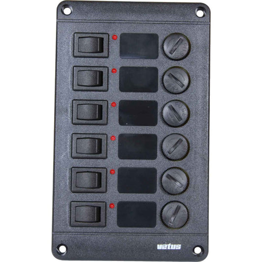 Vetus P6F12 Vertical Switch Panel 6 Way (12V / Fused) 711222