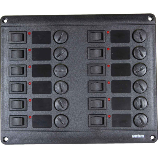 Vetus P12F12 Horizontal Switch Panel 12 Way (12V / Fused) 711252